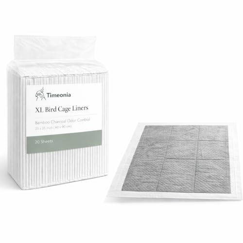 XL Bird Cage Liners 20-Pack Bamboo Charcoal Pads | 7 layer odor control waterproof leak proof backing quick daily cleanup large parrot cage coverage
