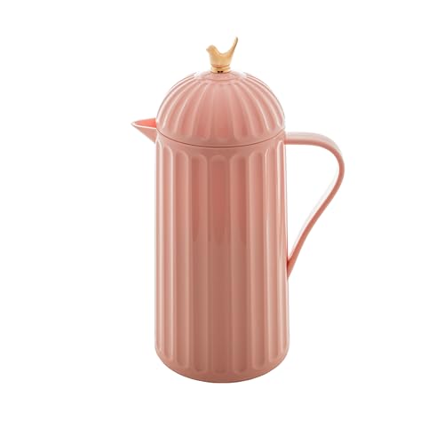 WOLFF - Bird Thermal Coffee Carafe - Hot or Cold Drinks, Plastic Exterior and Glass Insulation Lining Flask Coffee Dispenser, Thermal Bottle for Beverages, Tea and Water Pitcher- Pink, 34floz/1L - color: Pink