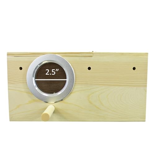 Sturdy Nest Box - Cage Attachment, Hinged Lid, Perching Ledge - for Sugar Glider, Squirrel, Rat, Finch, Parakeet, Lovebird, Parrotlet, Lovebird, Canary, Cockatiel, Other Birds & Small Pets (Large) - size: Large