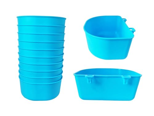 10 Pcs 25 fl.oz Pet Feeder Bowls Water Cups Hanging Feeders Waterers Food Dish Treats Container pellets grit Dispenser for Chicken Bird Rabbit Parakeet Cat Puppy Guinea Pig Small Animal - size: Blue 25 OZ Pack of 10