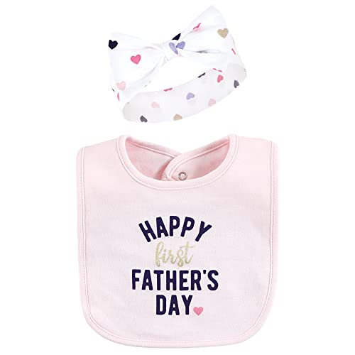 Hudson Baby Unisex Baby Cotton Bib and Headband Set - color: Fathers Day, size: One Size