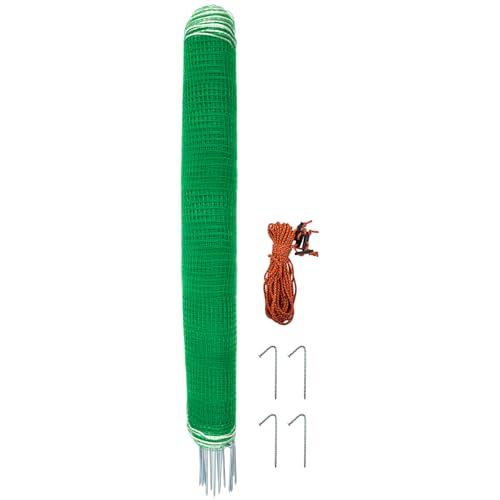 Temporary Fence with Posts 4' x 65' Suitable for Backyard, Garden | Boundary Chicken Fence with Double Spiked Fiberglass Posts & Windbreak Rope, Portable Non Electric Fence Netting - size: 4' x 65'