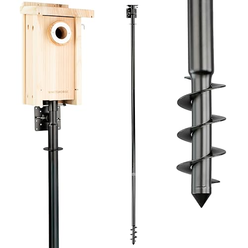 WHITEHORSE Bird House Pole Mount- A Professional Bird Feeder Pole for Outside - Very Sturdy Against Strong Winds - 7’ Tall Bird House Poles for Outdoors - Pole for Bird Feeders - Bluebird House Pole - style: Mounting Pole