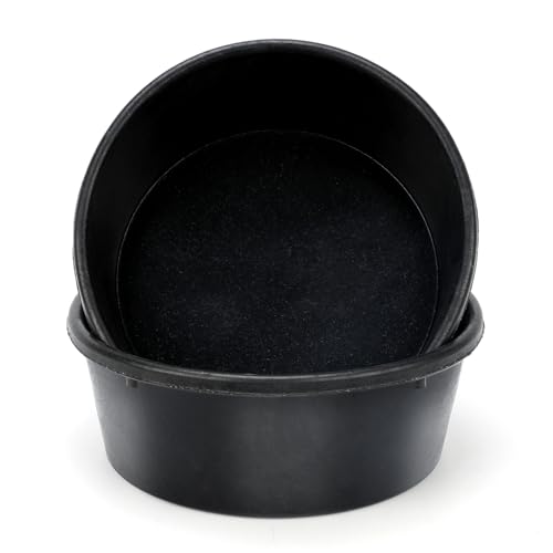 2Pcs Rubber Feed Pan, 1 Gallon Horse Feed Bucket | 10.6 x 4.1 Inches Utility Feed Bucket ,Chicken Dust Bath, Livestock Water Bowl for Pig Goat Chicken Dogs Farm Small Animal - color: Black-4Quart, size: 2PCS