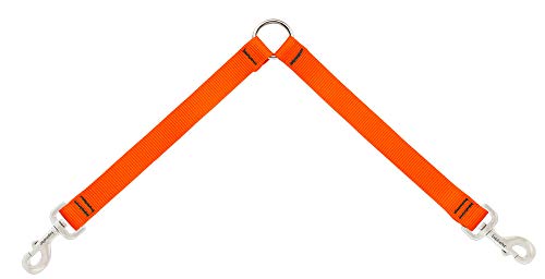 Coupler for Walking Two Medium or Larger Dogs Together, 1" Wide Blaze Orange by Lupine, 24" Long - size: 1" wide; 24" long