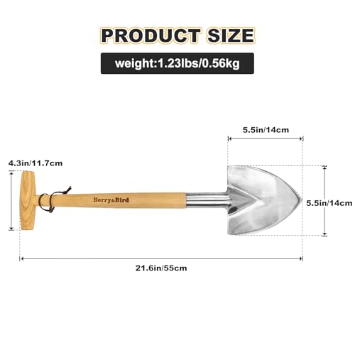 Berry&Bird Perennial Spade, 21.6''Long Trowel for Gardening Root Cutting Tool with Sharp Stainless Steel Blade, Wooden Handle Small Shovel Hand Edger Garden Tool for Planting, Digging & Transplanting - color: Perennial Spade