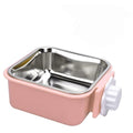 Pet Hanging Bowl for Crates, 2 in 1 Small Dog Bowl Puppy Removable Stainless Rabbit Cat Feeder Food Water Bowls for Puppy Cat Bird Rabbit Hamster Guinea Pig Ferret Small Animals - color: Pink