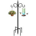 Double Shepherds Hooks for Outdoor, 108 Inch Heavy Duty Bird Feeder Pole with 5 Prongs Base, Adjustable Shepherds Hook for Bird Feeder, Garden, Weddings, Hanging Plant, 1 Pack - size: 108 Inch