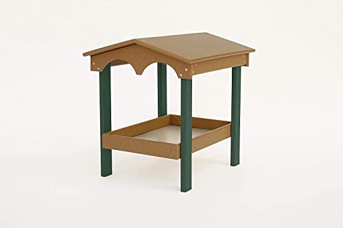 DutchCrafters Recycled Plastic Poly Large Covered Ground Fly Through Raised Platform Bird Feeder with Mesh Seed Tray - USA Amish Made (Cedar & Turf Green) - color: Cedar & Turf Green