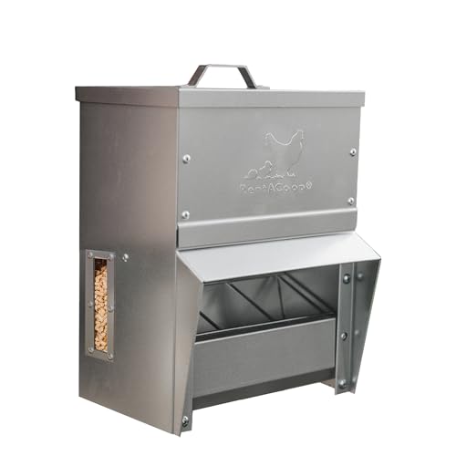 RentACoop Metal Trough Feeder, Gravity-fed 10lb Chicken Feeder - size: 10LB Capacity