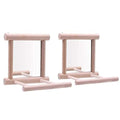 Litewoo Bird Mirror with Perch Parrot Swing Interactive Play Toys, 2 PC | Natural wood, with perch, 3.94"x3.94"x3.94", reduces loneliness, easy hang on cages, for small bird/parakeet/conure/lovebird - color: Bird Mirror Perch Stand-2 PCS