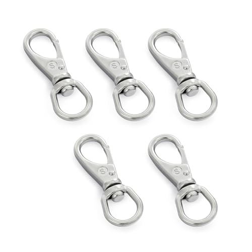 SHONAN 2.7 Inch Swivel Snap Hooks, 5 Pack Marine Grade Spring Snaps, Flag Pole Clips, Swivel Hook Clips for Scuba Diving, Dog leashes, Keychains, Bird Feeders