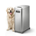 EKO 45 lb Airtight Dog Food Storage Container, Stainless Steel Pet Food Container for Kibble, Cat Food & Bird Seed, Lockable Lid, Magnetic Scoop, BPA-Free Inner Bucket, Wheels