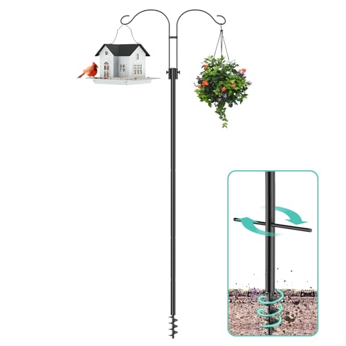 Bird Feeder Hook for Outdoor, 82 Inch Hevy Duty Bird Feeder Poles, Bird Feeder Stand Station, Garden Hook for Hanging Plants, Lanterns, Hummingbird Feeders