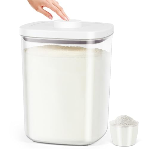 TBMAXS Airtight Rice Container 20 Lbs, Clear PET Plastic Food Storage Container Bin For Flour Sugar, Dry Food Holder with Easy Locking Lid for Kitchen Pantry Organization and Storage