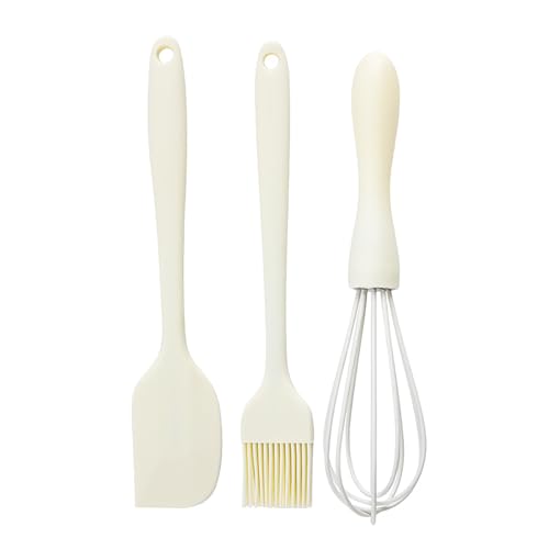 3PCS Silicone Spatula Baking Pastry Tools Cake Cream Spatula Kitchen Whisk Barbecue Oil Brush Small Tools Kitchen Accessories - color: White, size: one size