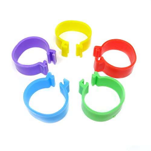 Honbay 100PCS 5 Colors Poultry Foot Rings Leg Bands Clip-on Rings for Birds, Ducks and Chickens (20mm(4.4-11lbs))
