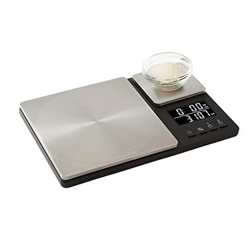 KitchenAid KQ909 Dual Platform Digital Kitchen and Food Scale, 11 pound capacity and Precision 16oz capacity, Black with Stainless Steel - color: Black