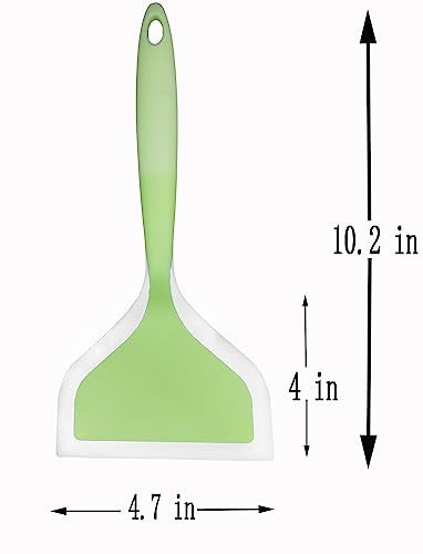 Silicone Wrapped Plastic Fish Spatula Pancakes Shovel Non-Stick Heat-Resistant Wide Flat Turner For Egg Tamales Pizza (Green) - color: Green 1