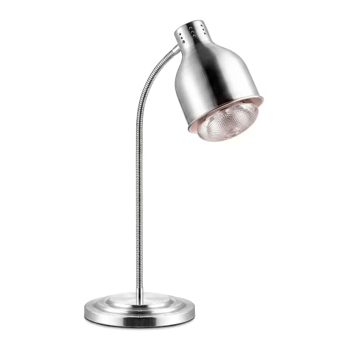KOUDA Single Bulb Food Heat Lamp Restaurant Food Warmer Light Portable Heating Lamps (Single Arm) Silver