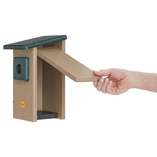 Birds Choice Eastern Bluebird House, 1.5" Hole | Taupe & Green | Durable Recycled Plastic, Weather-Resistant Nesting Box for Backyard Bluebird Conservation, 6.625in x 8in x 12.625in - color: Taupe (1.5")