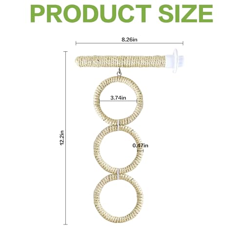 3-Ring Bird Swing Toy,Bird Swing for Cage,Hanging Bird Rope Perch Toy,for Parakeets, Lovebirds, Cockatiels, Sugar Glider Toys and Cage Accessories(GDjute) - color: GDjute