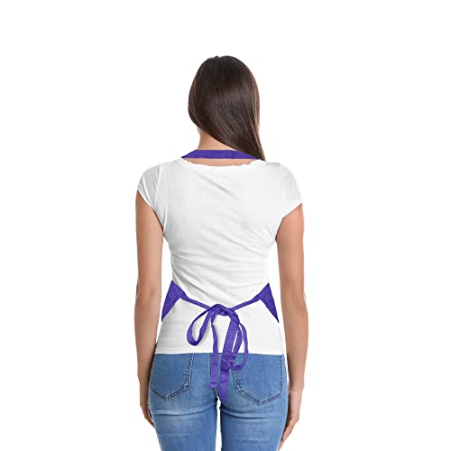 DALIX Apron Commercial Restaurant Home Bib Spun Poly Cotton Kitchen Aprons (2 Pockets) (1, Purple) - color: Purple