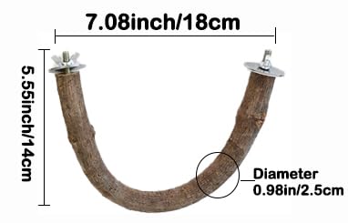2Pcs 7inch Parrot Natural Wood Stand Perch Swing U Shape Stick Bird Perches Bird Cage Toy for Regular to Large Bird Amazon, Grey Parrots, Parakeets,Macaw - size: 2X7.1inch