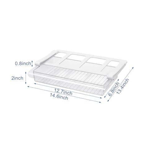 Pull-Out Fridge Drawer Organizer - Under Shelf Storage Bins for Cheese Slices, Deli Meat & Small Items - Space Saving Refrigerator Organizer (2" Height x 12.7" Width) - size: 2" Height x 12.7" Width