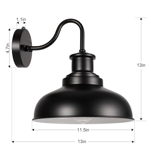 Dusk to Dawn Outdoor Barn Light Outdoor Wall Sconce Farmhouse Exterior Wall Mount Light Vintage Outside Wall Lighting Fixture Industrial Black White Lantern for Porch Garage Patio,1 Pack - color: Black+White, size: 11DDRZ007-1 PACK(Dusk to Dawn)