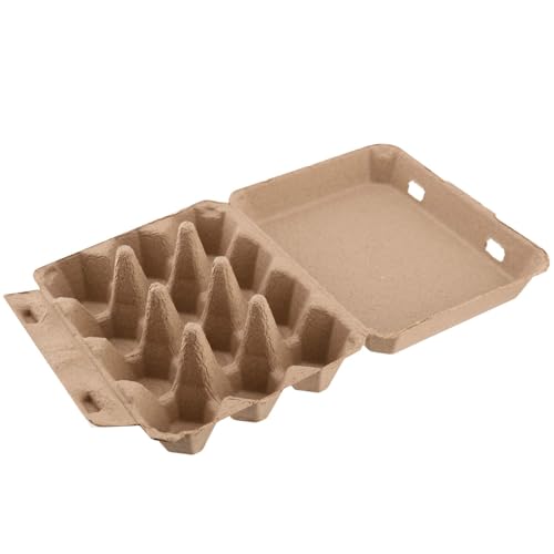 SEUNMUK 50 Pack 12 Cell Empty Egg Cartons,Brown Pulp Fiber Egg Tray Holder Stackable Egg Container holder with Lids for Storing Eggs ﻿ - size: 50 Pack 12 Cell