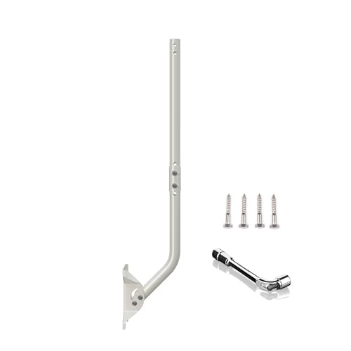 Universal Adjustable Mounting Pole, Steel J-Mount for Attic Outdoor Roof Wall Installation, Weatherproof Mast Pole, Mounting Bracket and Hardware Included (Diameter 1 1/4", Length 33 1/4", White) - size: 33.25"