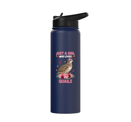 Bird, For The Girl Who Adores Quails Stainless Steel Insulated Water Bottle - color: Navy Blue