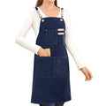 Hongsome Cotton Canvas Cross Back Apron for Art Painting Garden Chef Bartender Work,Women Men 3 Pockets Waterproof M-XXL - color: Blue