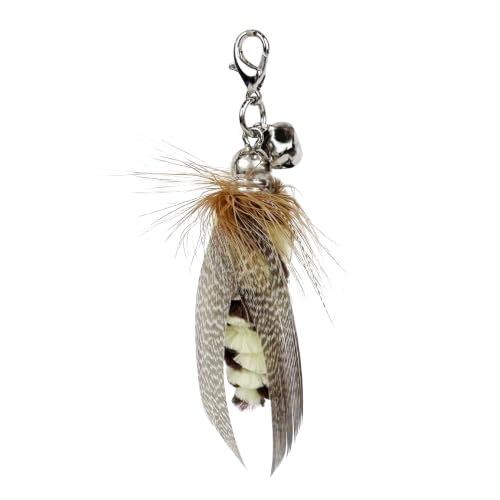 TTcat 3 Pack Mini Natural Feather Cat Wand Refills, Small Detachable Clip-on Feather Replacement Attachments with Bells, Universal Lobster Clasp Cat Teaser Refills, Hunting Prey Toy for Indoor Cats. - color: 3Pcs (Mini Insects)