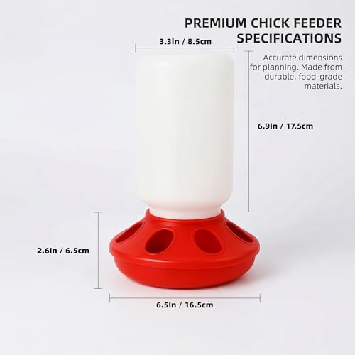 Chick Feeder and Waterer Set, Chicken Quail Feeder and Waterer Chicken Coop Accessories 8-Hole Compact Brooder Supplies for Chicks, Ducklings and Small Poultry