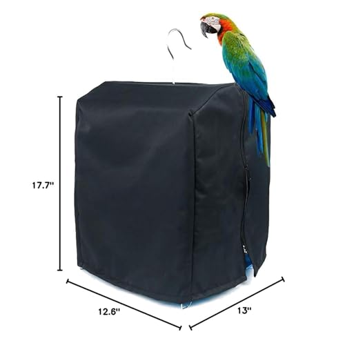 QBLEEV Bird Parrot Cage Cover Shade, Blackout Birdcage Covers, Windproof Light-Proof Sleep Reduces Distractions Night Accessories Cloth Without Cage-12.6x13x17.7in (LxWxH)
