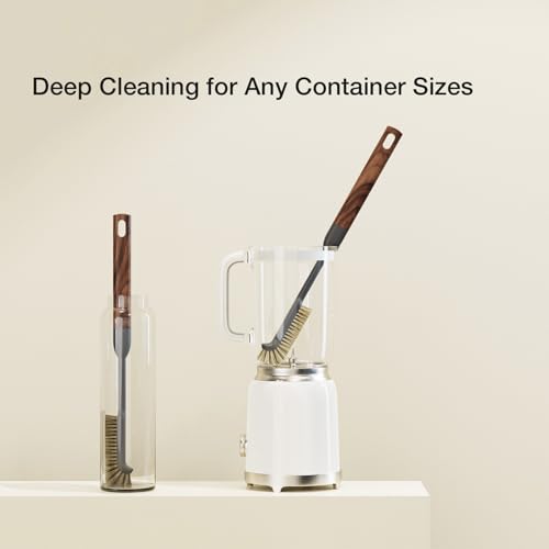 Cleaning Brush, Diveotree Hard Bristle Brush for Deep Cleaning Grout, Sink, Cup, Teapot, Bottle, Blender, Multi-Purpose Brush wih Long Handle for Kitchen (Brown) - color: Brown
