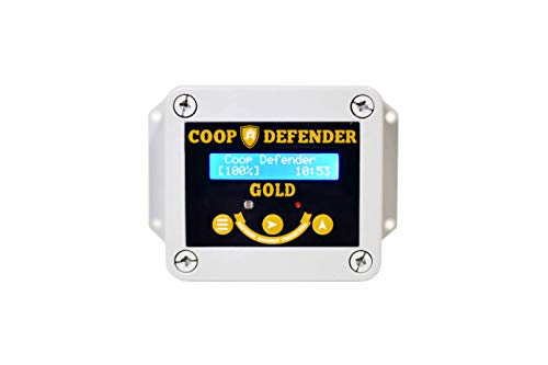Coop Defender Gold Chicken Coop Door Automatic Opener | Timer and Light Sensor | Lifts Vertical Pop Doors Up to 2 lbs | Waterproof Indoor/Outdoor Auto Door Controller