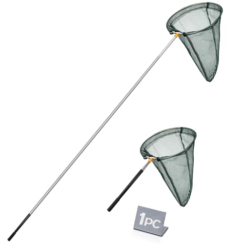 Kingrol Professional Butterfly Net with 12" Ring, 20" Depth, Extendable Handle to 59" - Durable & Lightweight Insect Catching Net, Stainless Steel & Polyester Build