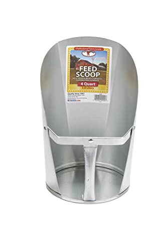 Little Giant® Galvanized Feed Scoop for Livestock | Heavy Duty Stackable Feed Scoop with Enclosed Handle (4 Quart, 1, Count)