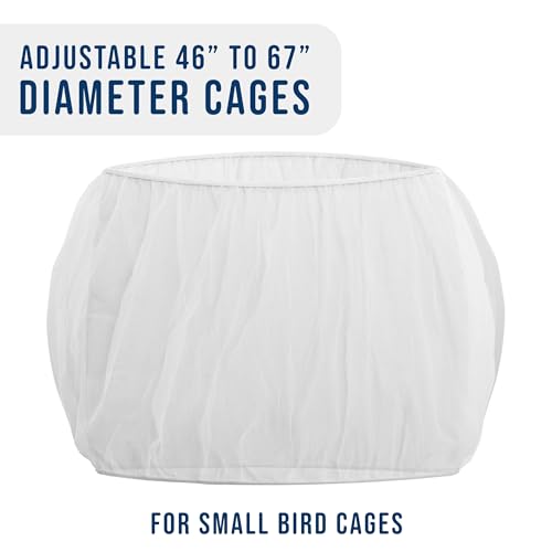 Universal Bird Cage Seed Catcher Universal Mesh Skirt Cover Stretchy Small Animal Cages Cover Pet Removable Durable Protector (White, Small)