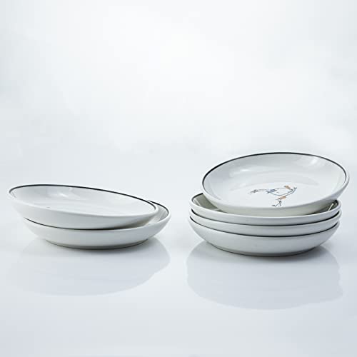 Cute Cartoon Animals Pattern Ceramic Sauce Dishes, Seasoning Dishes, Sushi Soy Dipping Bowls, Appetizer Plates, Dessert Plates, Little Cat Bird Feeding Bowls, Set of 6-Goose-5 Inch - color: Goose, size: 5 Inch
