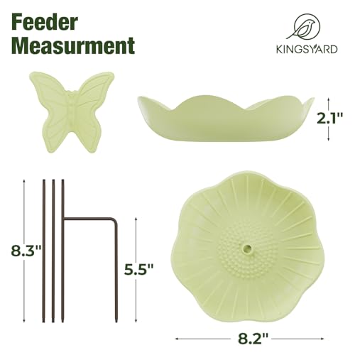 Kinsgyard 2 Pack Free Standing Tray Bird Feeders with Adjustable Pole, Wild Bird Bath for Outdoor Garden Yard Decor, Large Seed Capacity, Easy to Clean and Refill, Red & Green - color: Red & Green