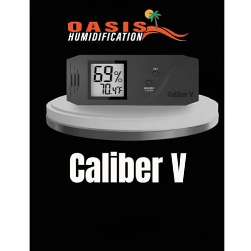Oasis Caliber V Digital Hygrometer and Thermometer - Slim Hygrometer & Thermometer w/Digital Humidity Sensor Gauge for Precise Readings - Temperature & Humidity Sensor - Black - 4" W x 1" H