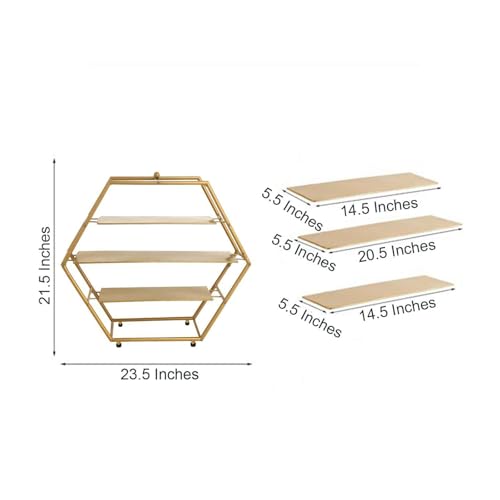 Efavormart 3-Tier Metal Hexagon Cupcake Stand 21" Matte Gold - Durable Contemporary Dessert Holder Appetizer Display for Upscale Events Banquets & Gatherings - color: Gold, size: 3-Tier 21" Hexagon