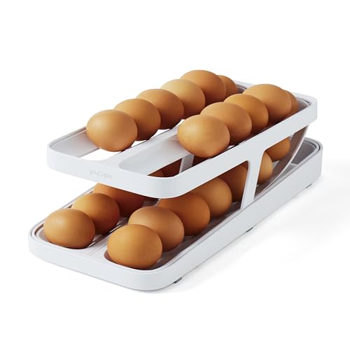 YouCopia RollDown® Egg Dispenser, Rolling Eggs Dispenser and Organizer for Refrigerator Storage, Double Track - size: Egg Dispenser, Double Track