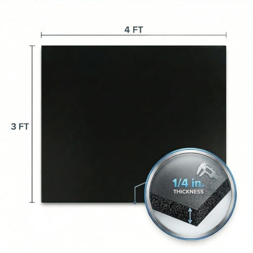 Flooring Inc's 1/4" Thick Tough Rubber Flooring Roll | Flexible Recycled Rubber Floor Mats for Home Gym | Heavy Duty Rubber Mat for Home Gyms, Sheds, Horse Stall Mat or Trailer - color: Black, size: 48"L x 36"W x 0.3"Th