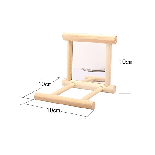 2 Pcs Wooden Bird Mirrors Family Bird Parakeet Mirror Bird Swing Parrot Cage Toys Parrot Interactive Play Toys Birdcage Fun Platform Stand Toys with Perch