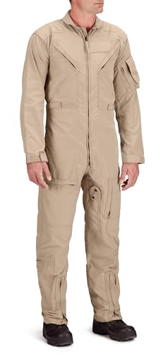Propper Unisex CWU 27/P Nomex Flight Suit | Flame-Resistant Coverall, Used by Army, Navy, Air Force, and USMC - color: Af Tan, size: 42 Long